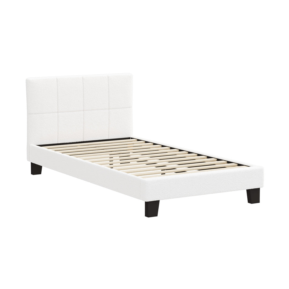 Stylish Boucle Bed Frame with Durable Base Double/Queen/Single/King Size