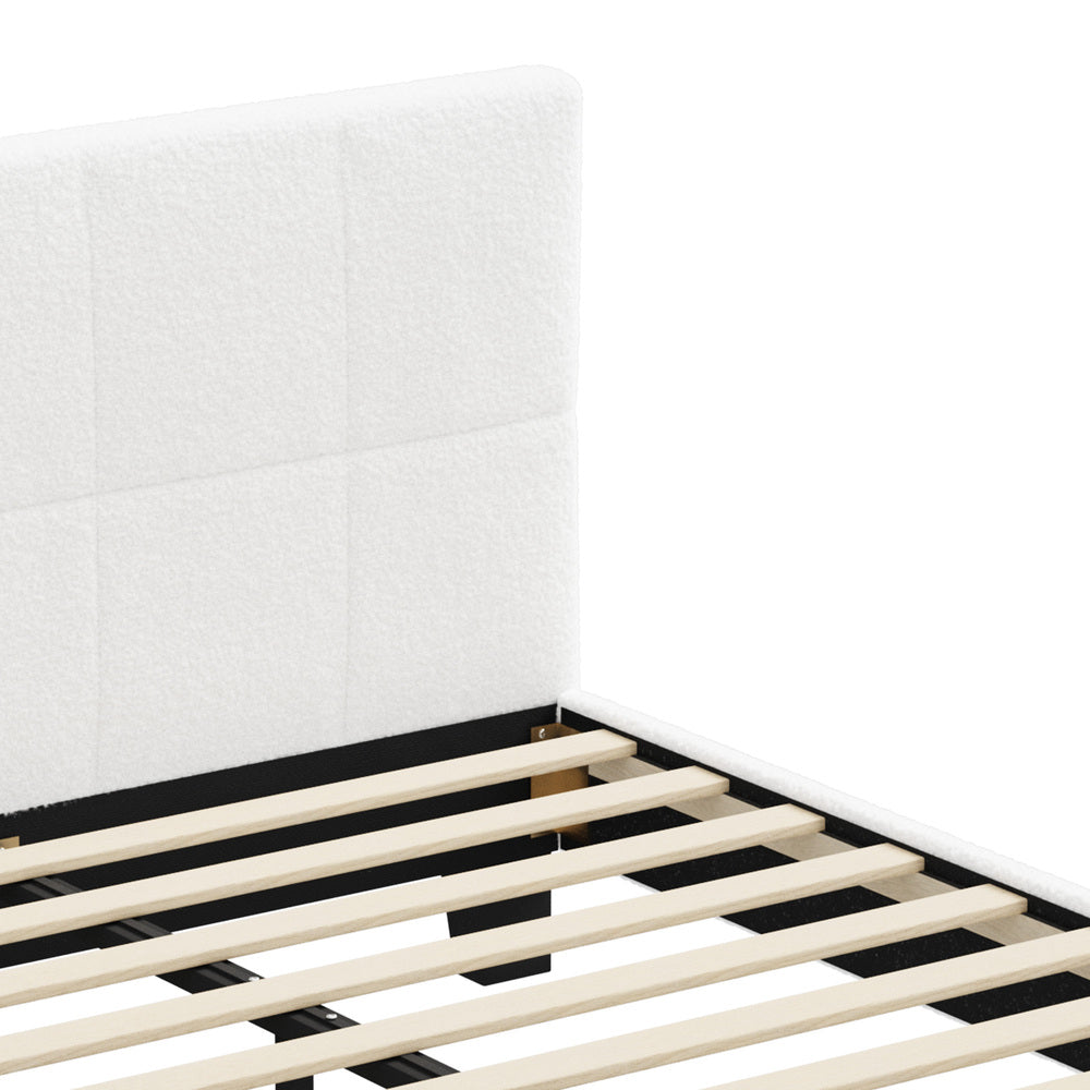 Stylish Boucle Bed Frame with Durable Base Double/Queen/Single/King Size