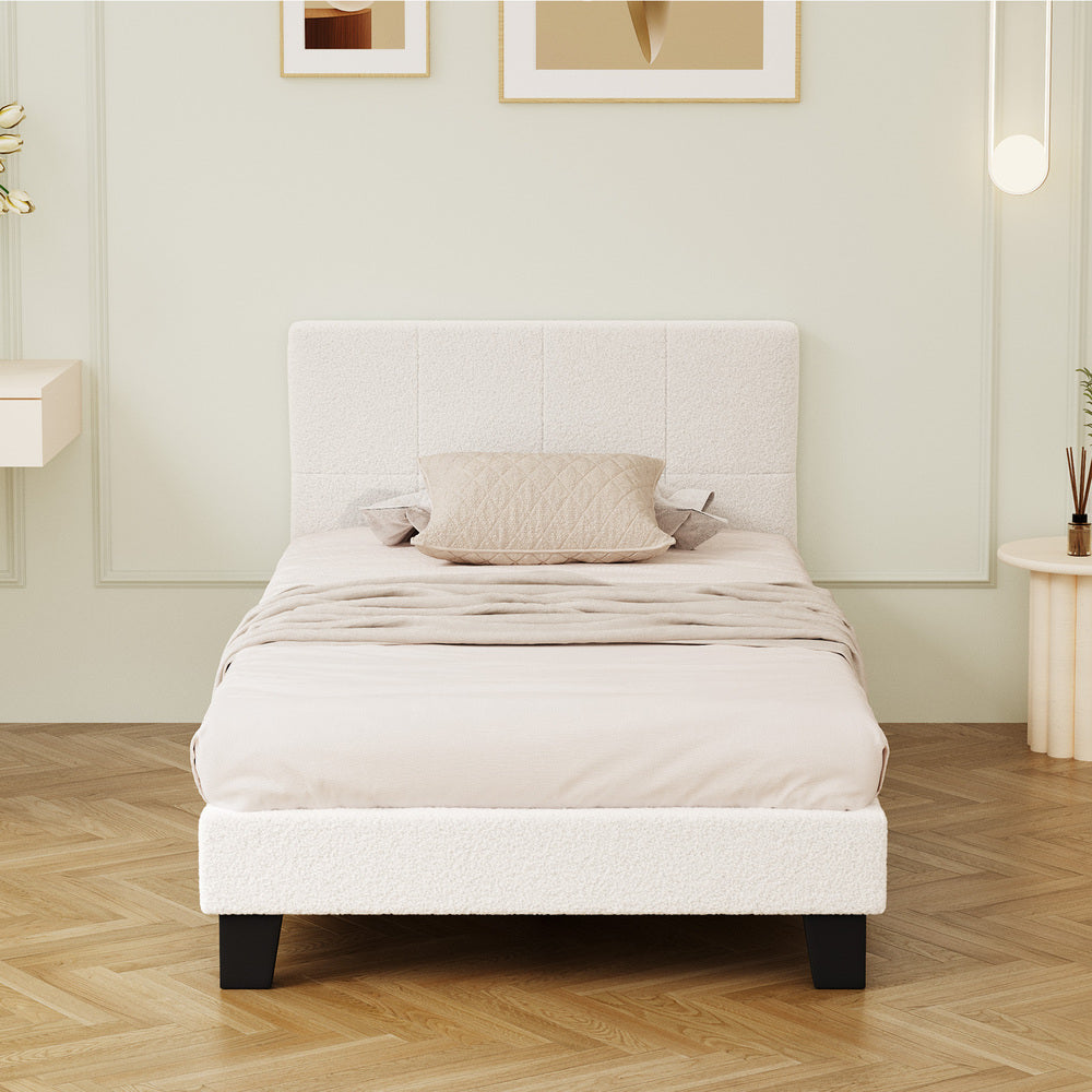 Stylish Boucle Bed Frame with Durable Base Double/Queen/Single/King Size