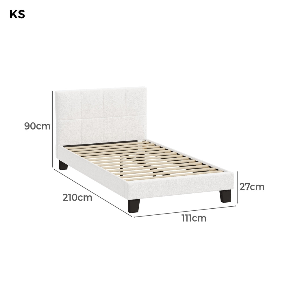 Stylish Boucle Bed Frame with Durable Base Double/Queen/Single/King Size