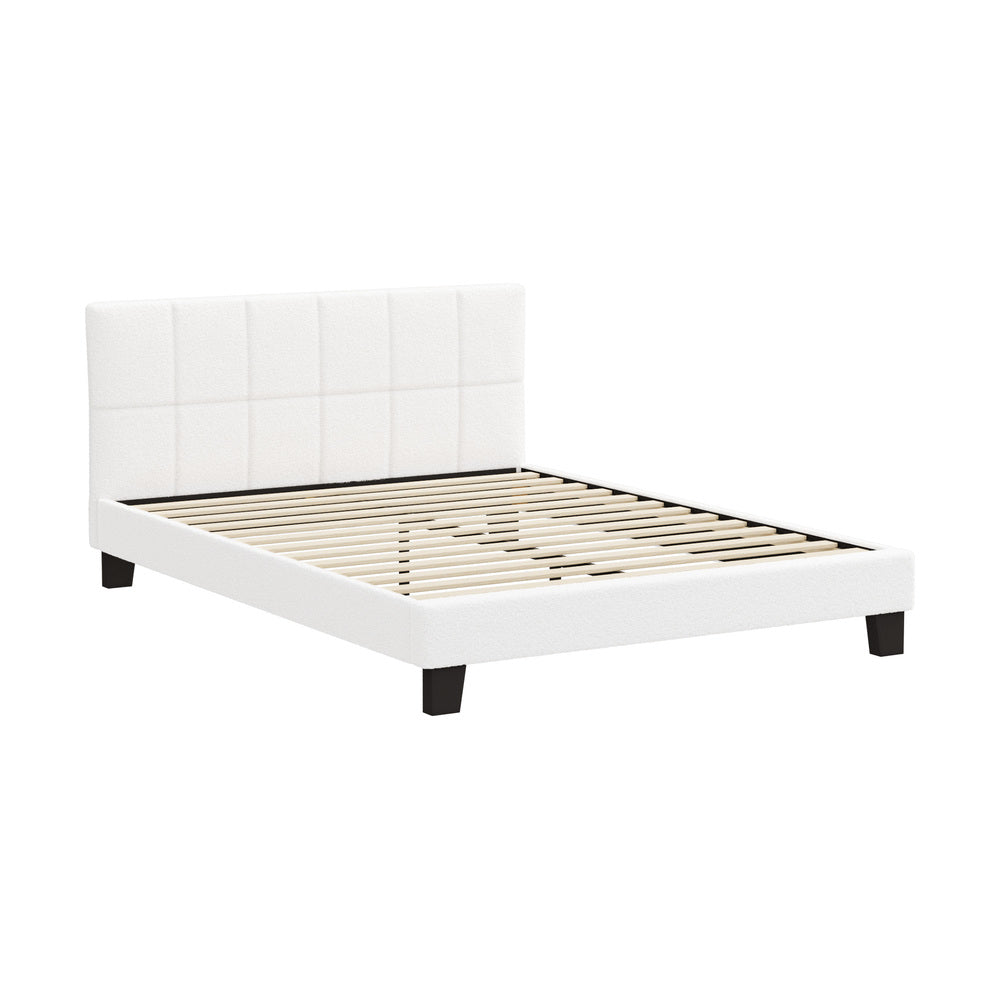 Stylish Boucle Bed Frame with Durable Base Double/Queen/Single/King Size