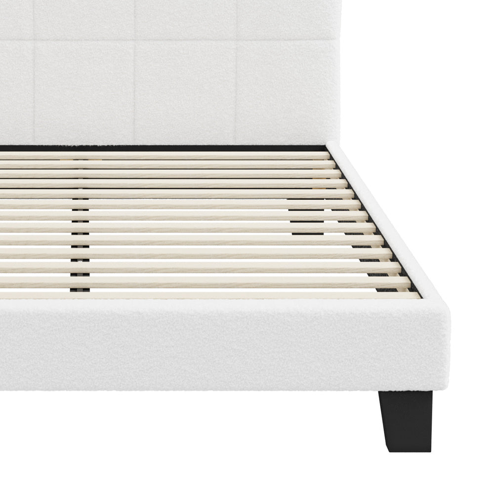 Stylish Boucle Bed Frame with Durable Base Double/Queen/Single/King Size
