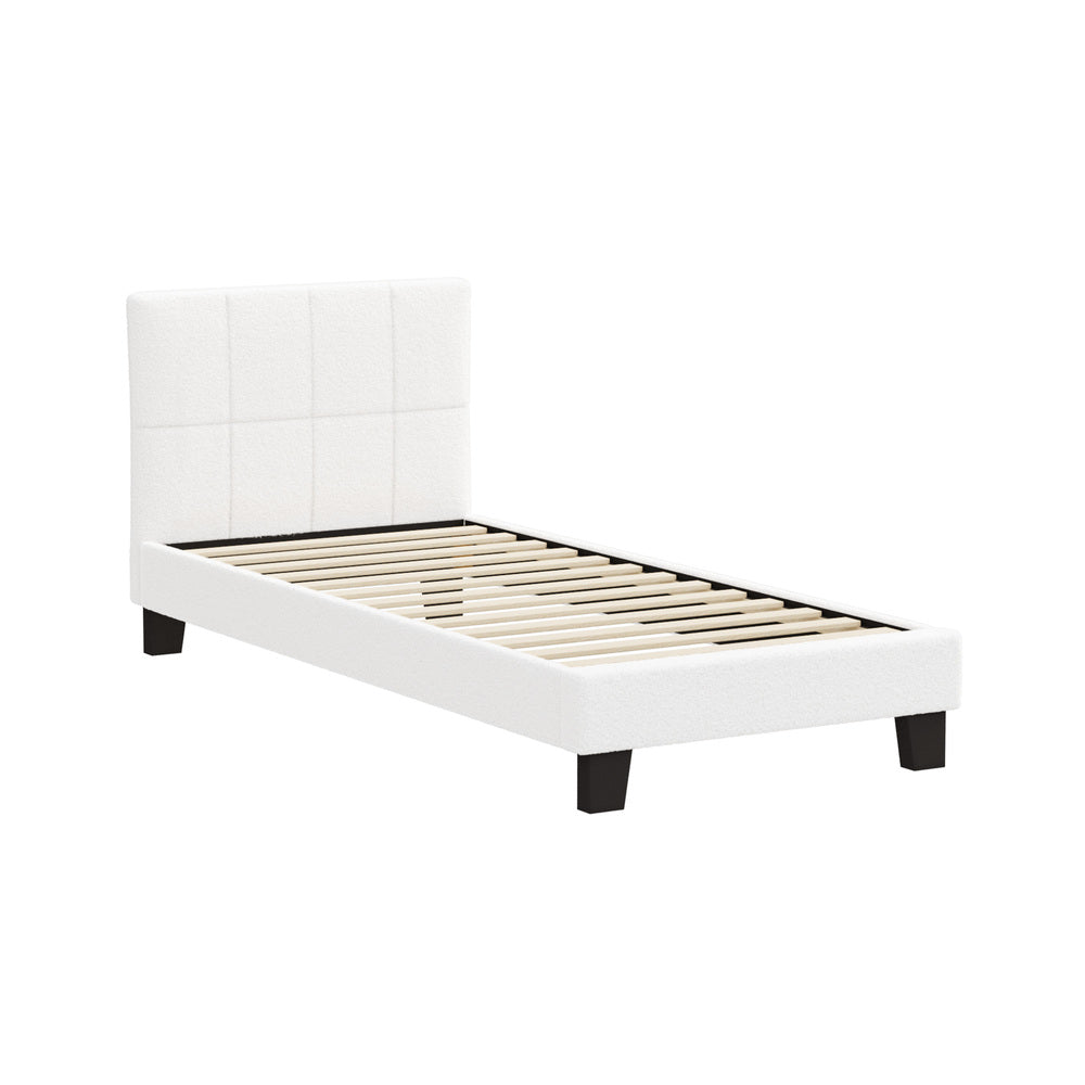 Stylish Boucle Bed Frame with Durable Base Double/Queen/Single/King Size