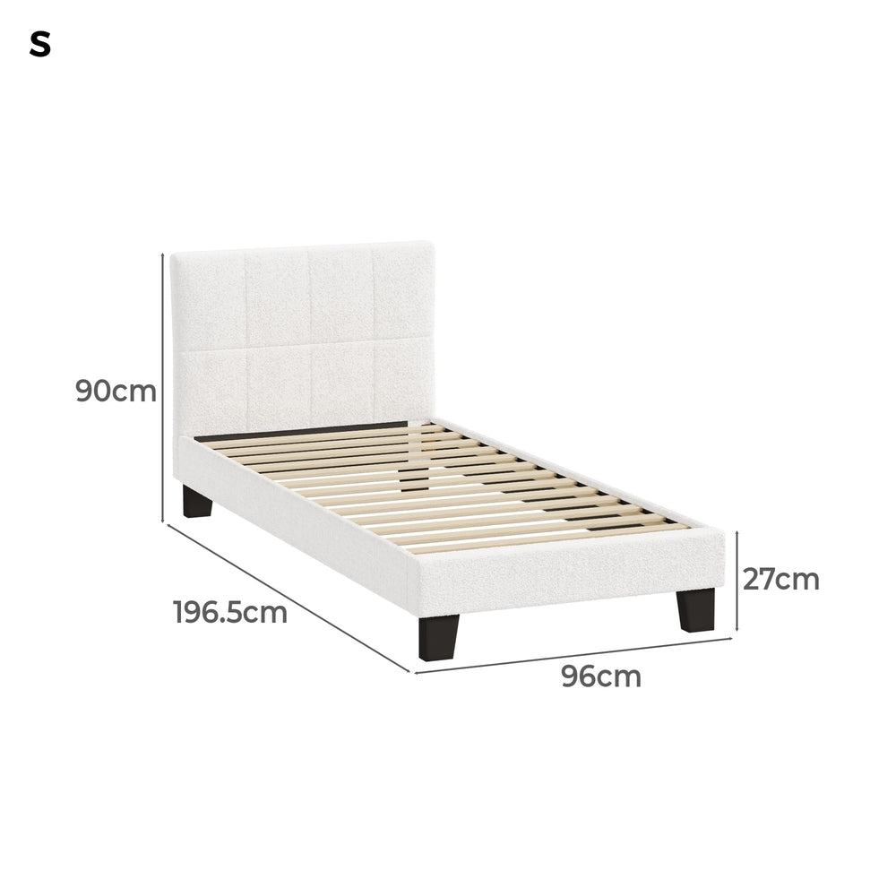 Stylish Boucle Bed Frame with Durable Base Double/Queen/Single/King Size