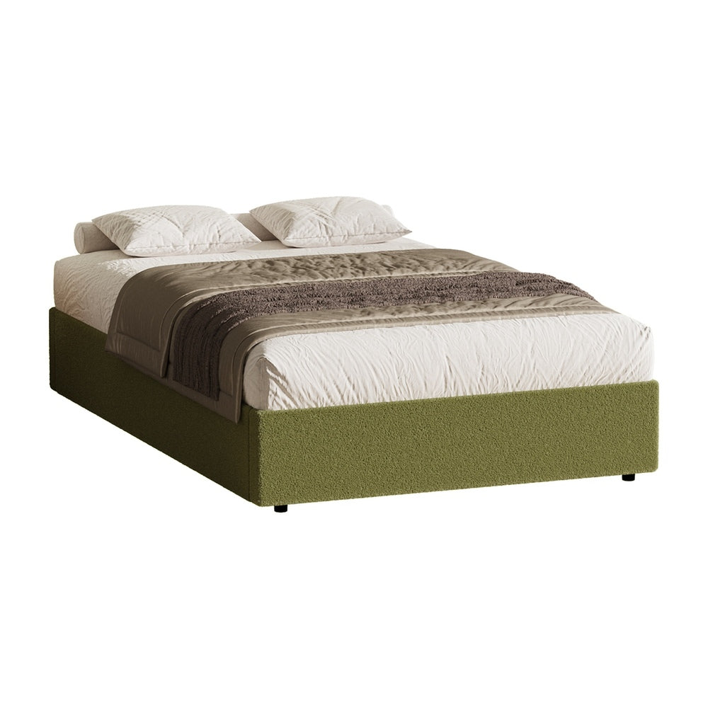 King Single Gas Lift Bed Frame Boucle Green | Simpledeals