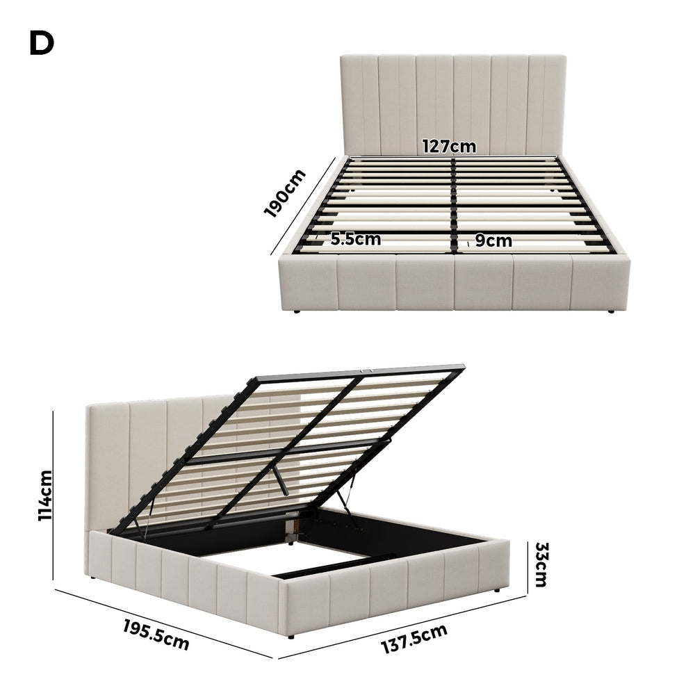 Built-In Storage Modern Gas Lift Bed Frame