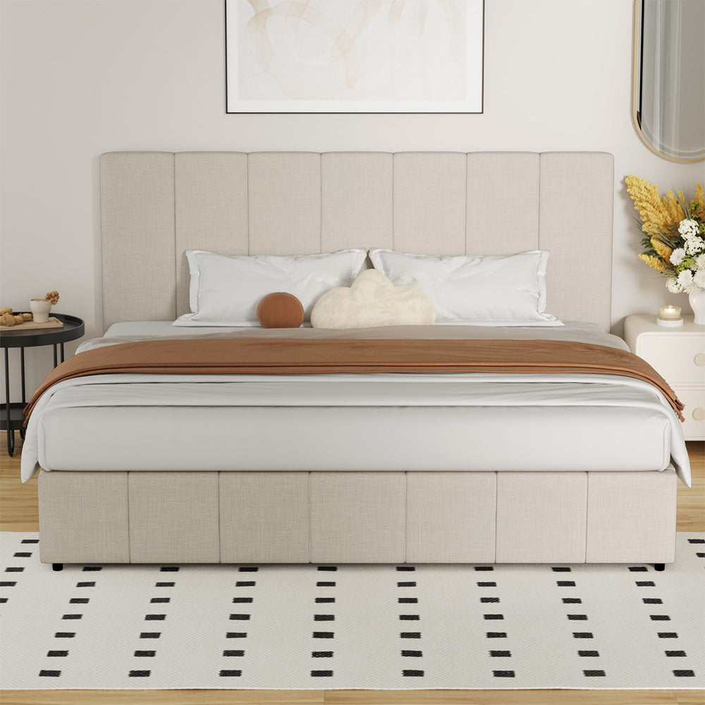 Built-In Storage Modern Gas Lift Bed Frame