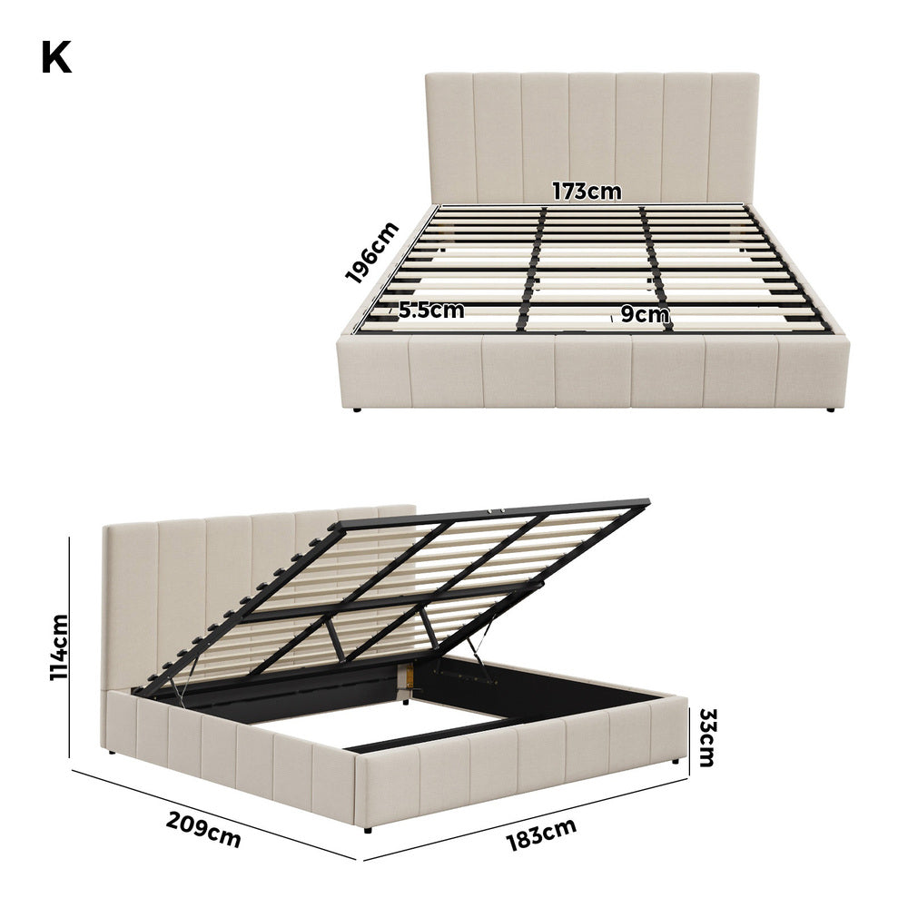 Built-In Storage Modern Gas Lift Bed Frame