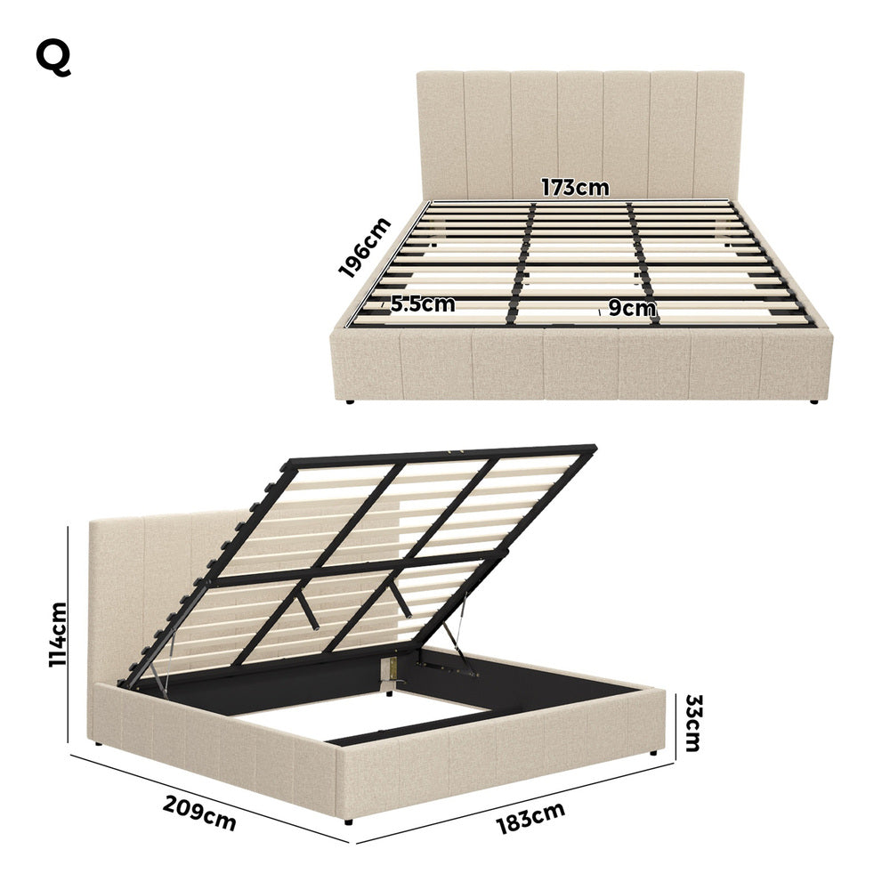 Built-In Storage Modern Gas Lift Bed Frame