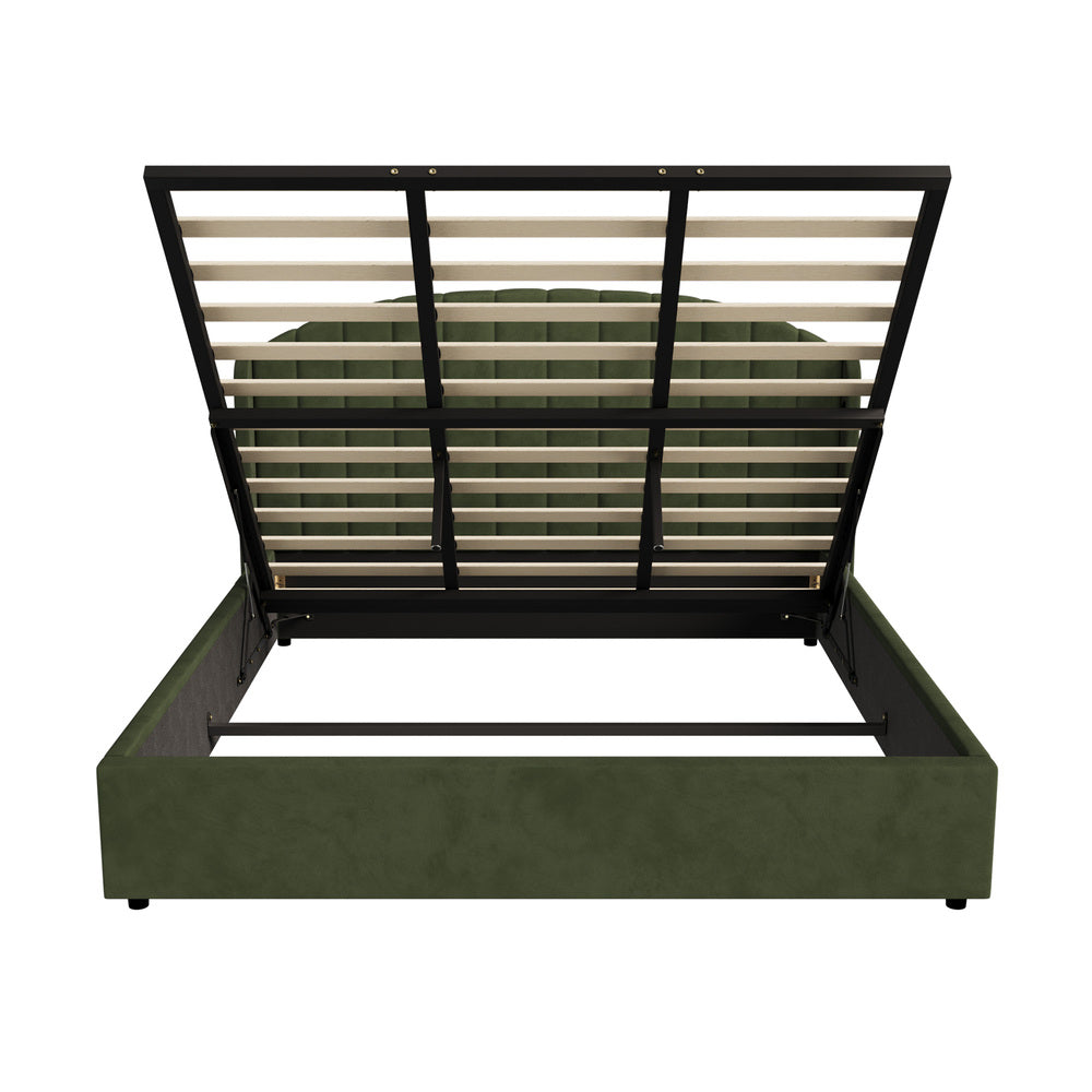 Bed Frame King Size With Gas Lift Storage USB Charging Velvet