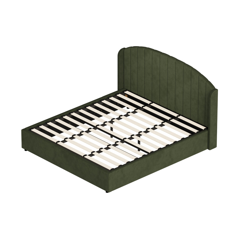 Bed Frame King Size With Gas Lift Storage USB Charging Velvet