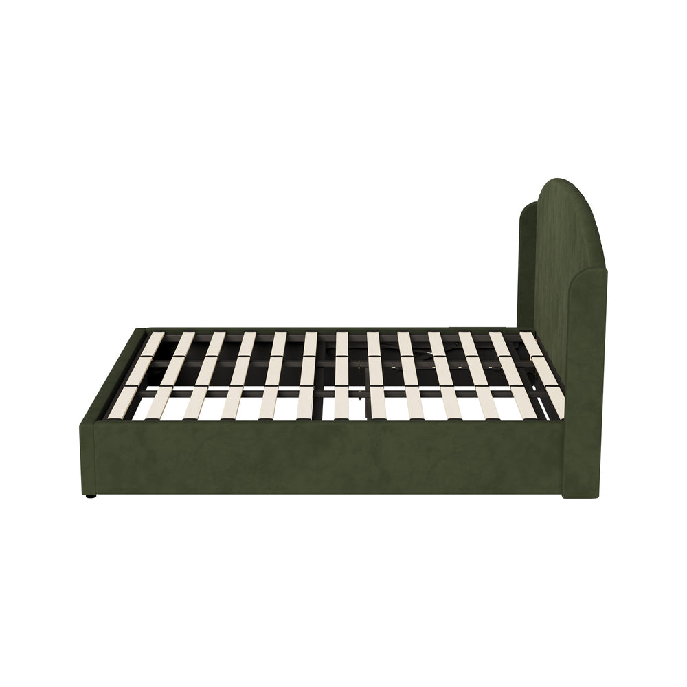 Bed Frame King Size With Gas Lift Storage USB Charging Velvet