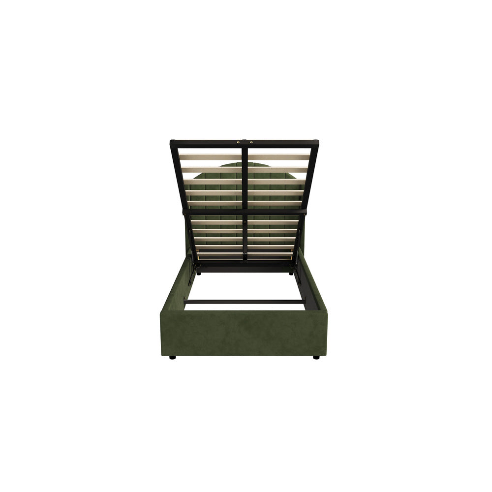 Bed Frame King Single Gas Lift Storage USB Charging Velvet