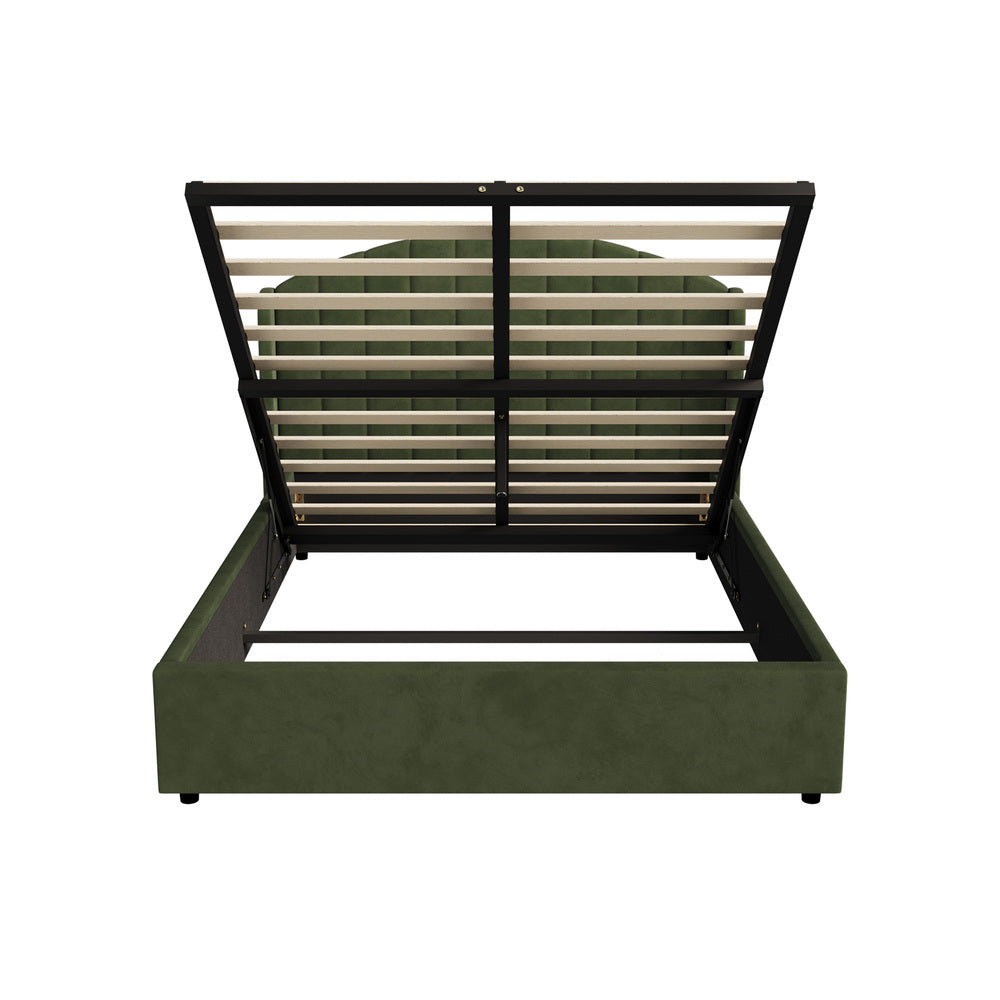 Bed Frame Queen With Gas Lift Storage USB Charging Velvet