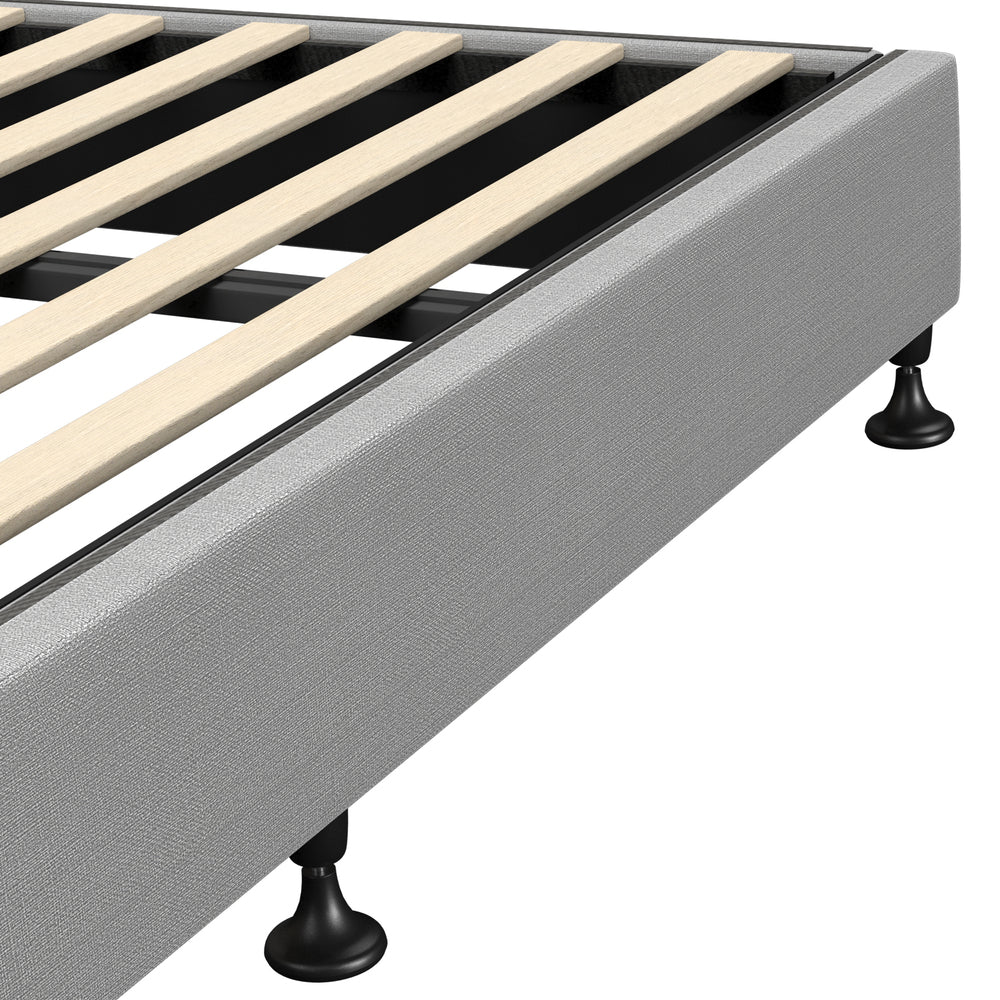 Queen Bed Frame Upholstered Platform With Mattress Medium Firm 6.0 Coil Wooden Beige