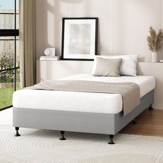 Modern Grey Fabric Bed Frame with Durable Construction and