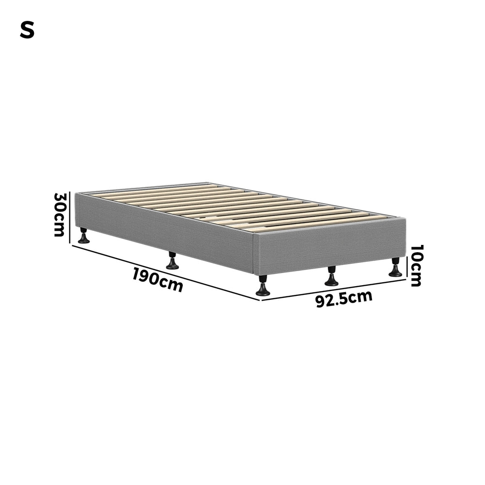 Modern Grey Fabric Bed Frame with Durable Construction and Sleek Design Single