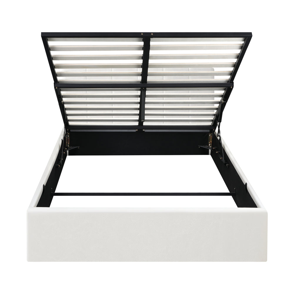 Stylish PU Leather Bed Frame with Gas Lift Storage Base