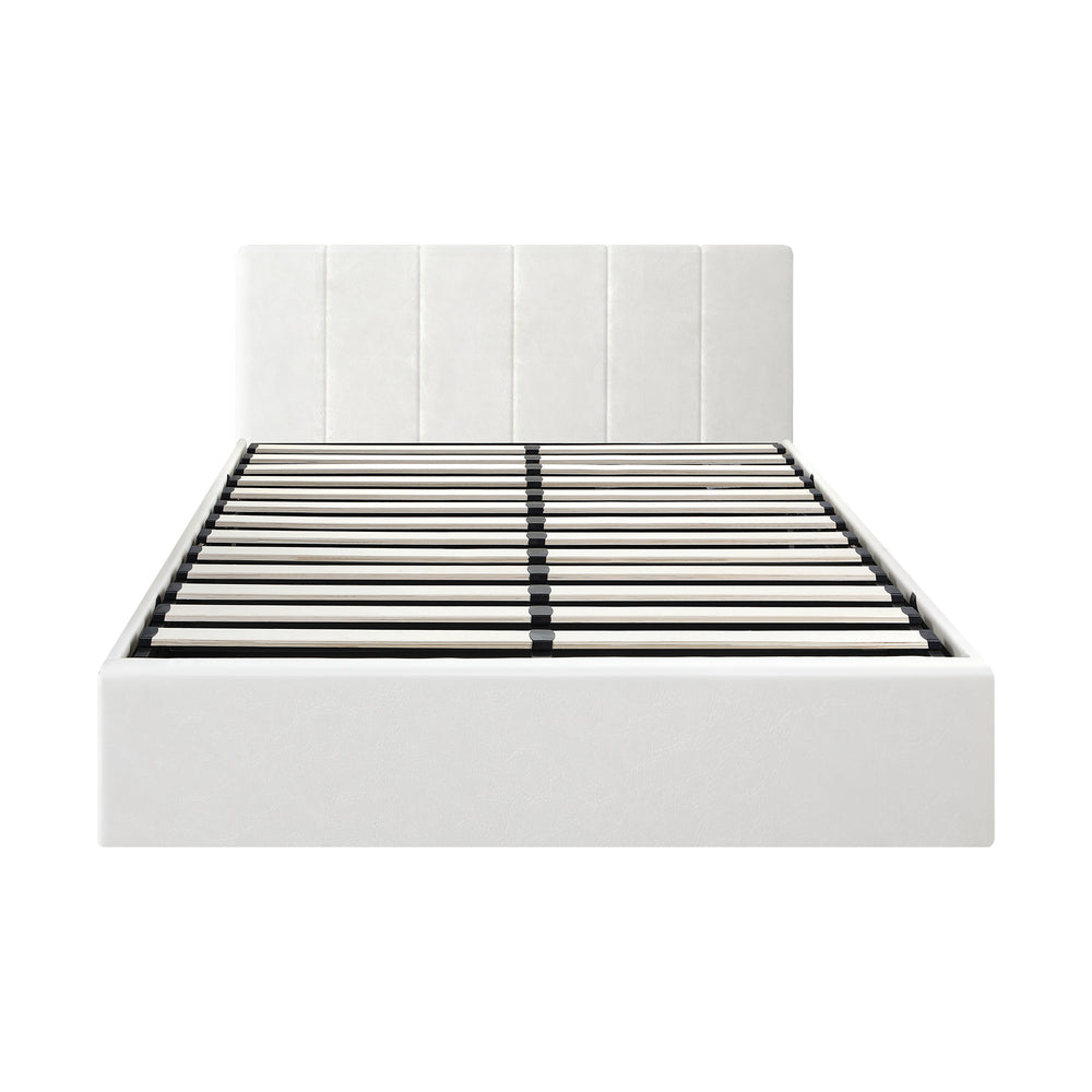 Stylish PU Leather Bed Frame with Gas Lift Storage Base