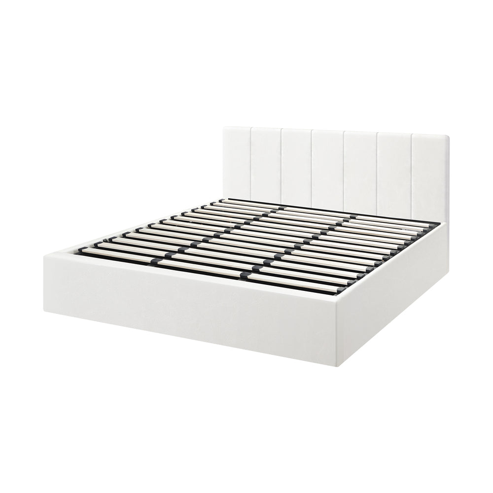 Stylish PU Leather Bed Frame with Gas Lift Storage Base