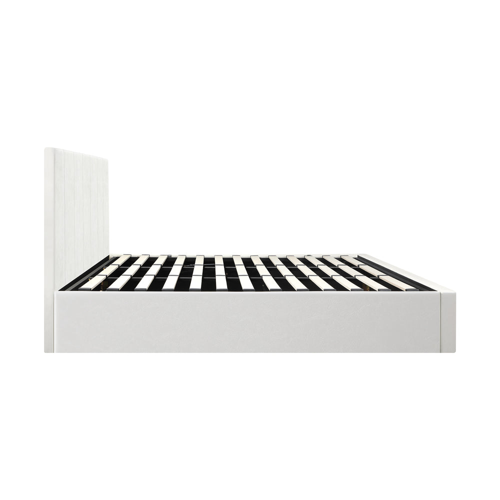Stylish PU Leather Bed Frame with Gas Lift Storage Base