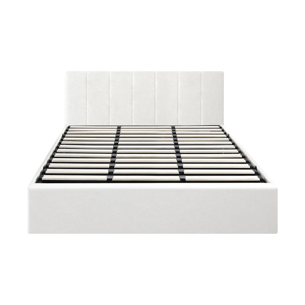 Stylish PU Leather Bed Frame with Gas Lift Storage Base