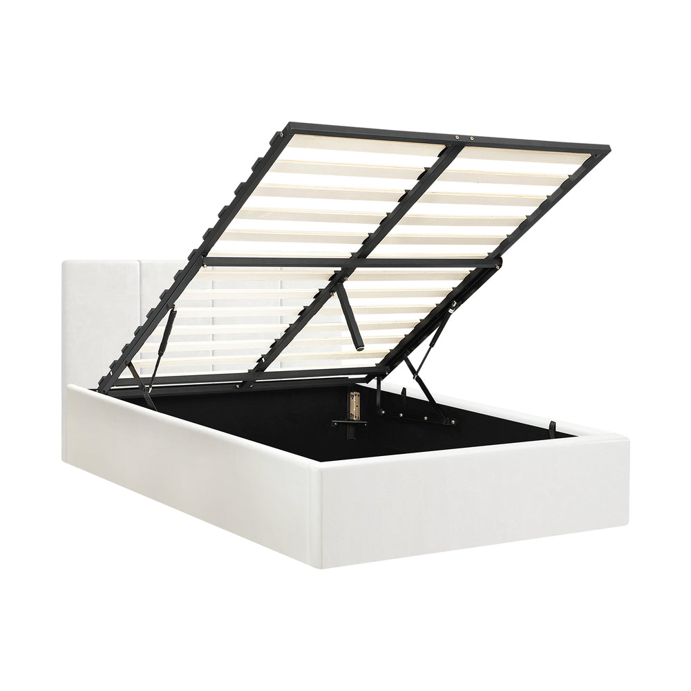 Stylish PU Leather Bed Frame with Gas Lift Storage Base
