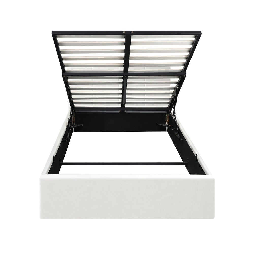 Stylish PU Leather Bed Frame with Gas Lift Storage Base