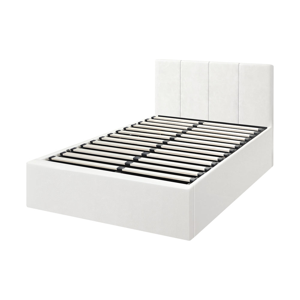 Stylish PU Leather Bed Frame with Gas Lift Storage Base