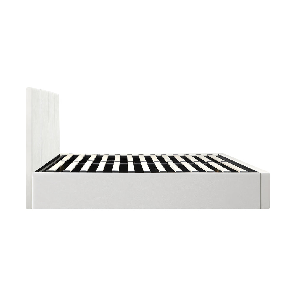 Stylish PU Leather Bed Frame with Gas Lift Storage Base