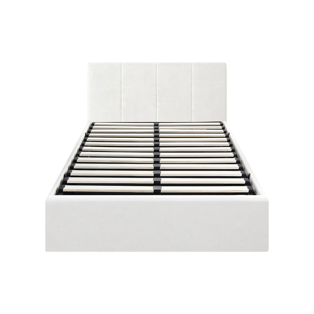 Stylish PU Leather Bed Frame with Gas Lift Storage Base
