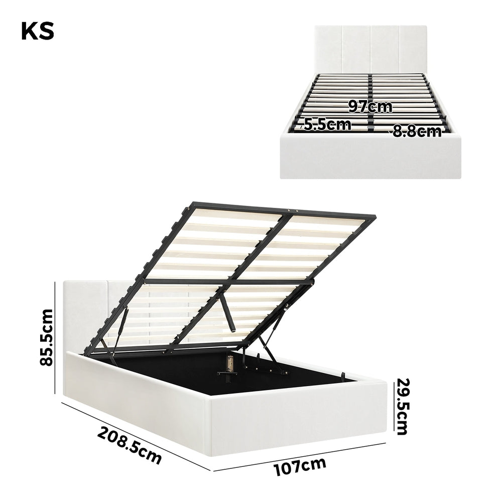 Stylish PU Leather Bed Frame with Gas Lift Storage Base
