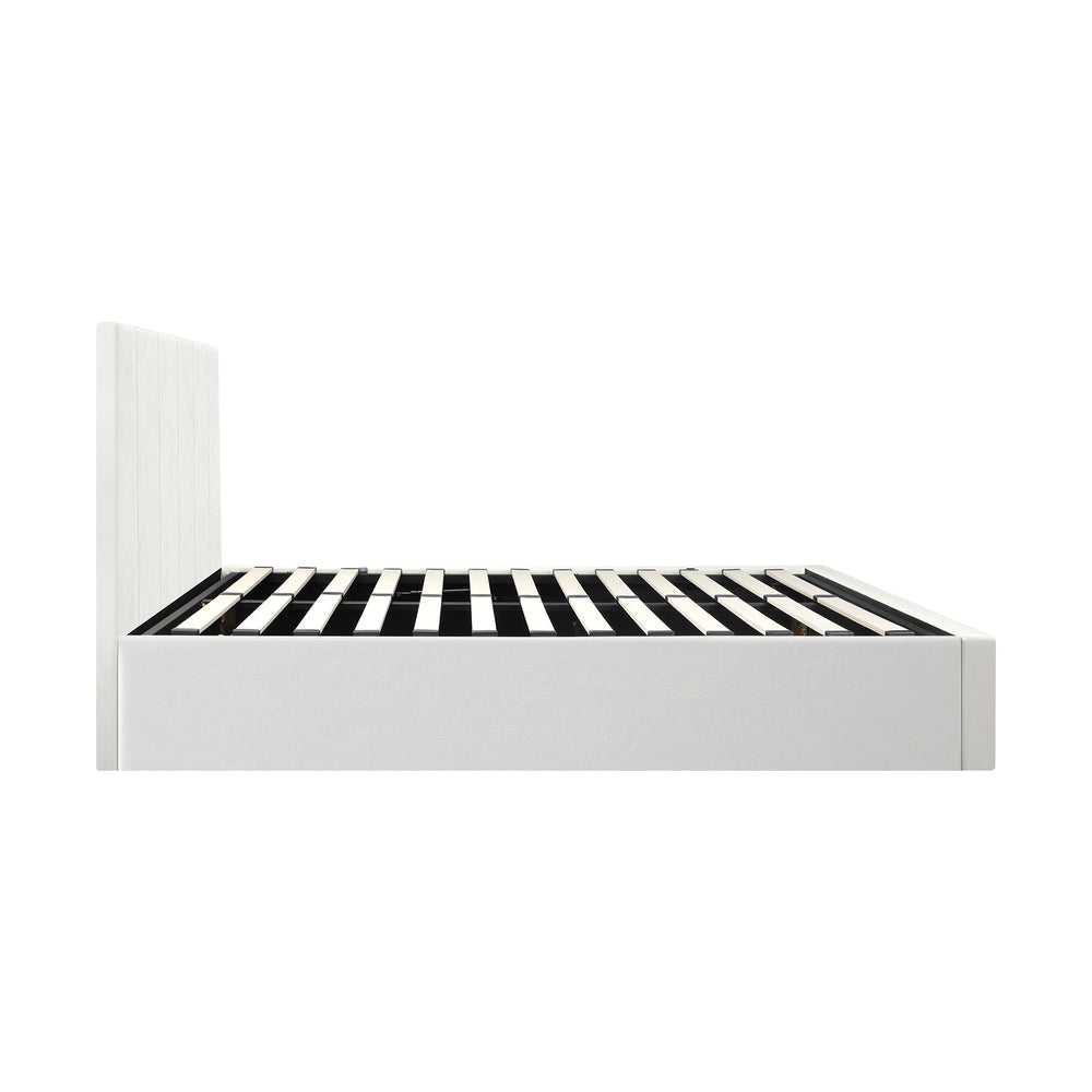Stylish PU Leather Bed Frame with Gas Lift Storage Base
