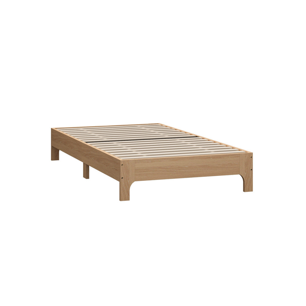King Single Wooden Bed Frame Natural 203x107x30cm