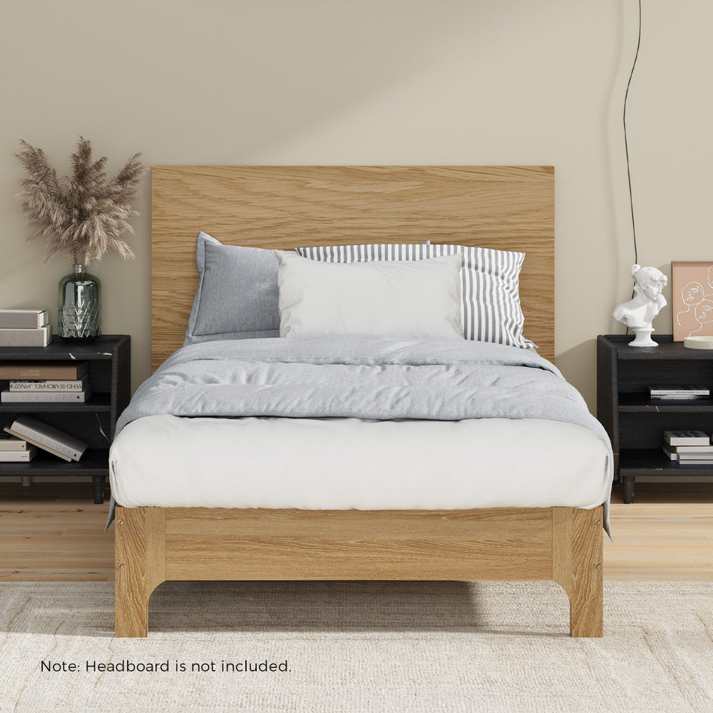 King Single Wooden Bed Frame Natural 203x107x30cm