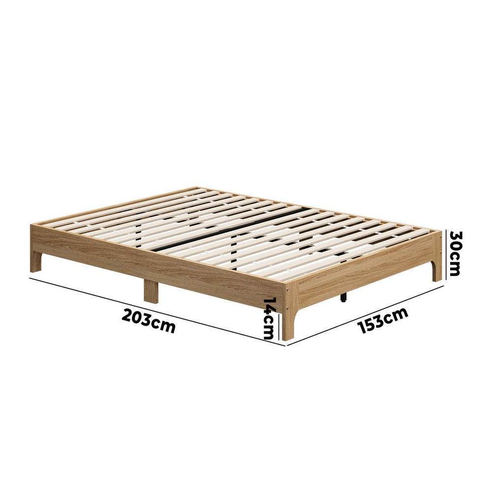 Queen Wooden Bed Frame Natural 203x153x30cm