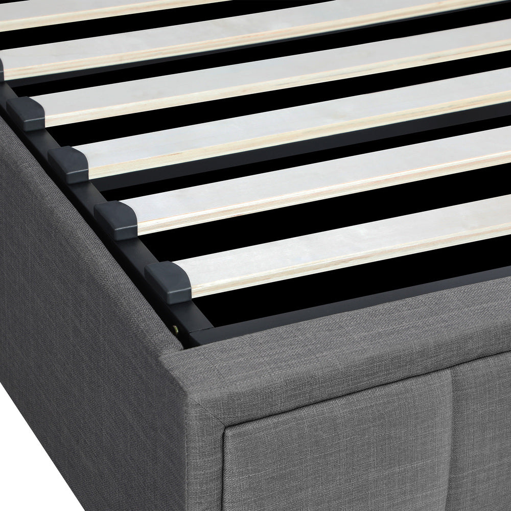 Modern Grey Gas Lift Bed Frame with Mattress Set and Storage