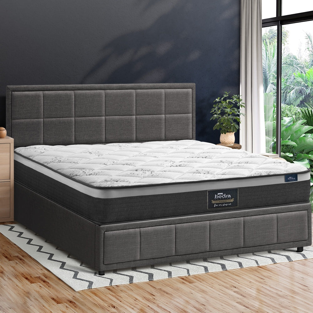 Modern Grey Gas Lift Bed Frame with Mattress Set and Storage
