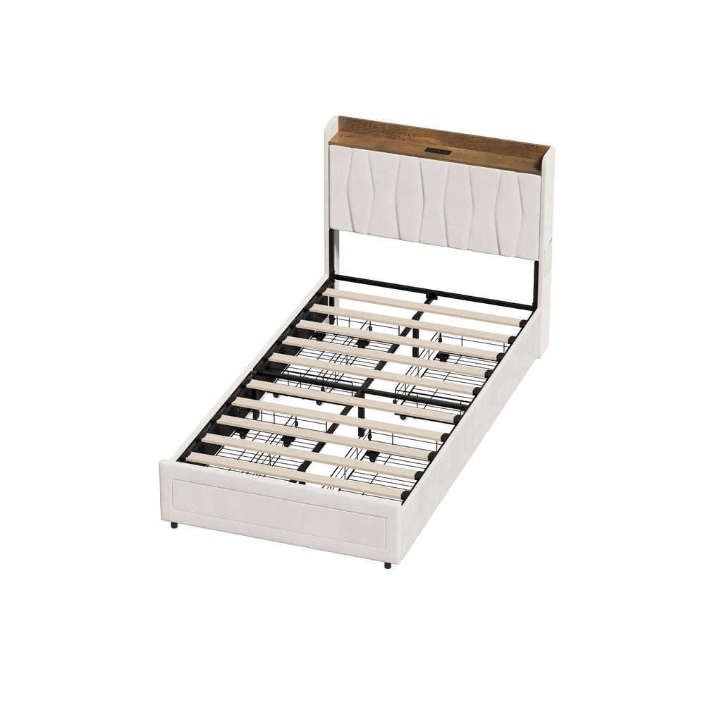 King Single Bed Frame 4 Drawers Charging Station | Simpledea