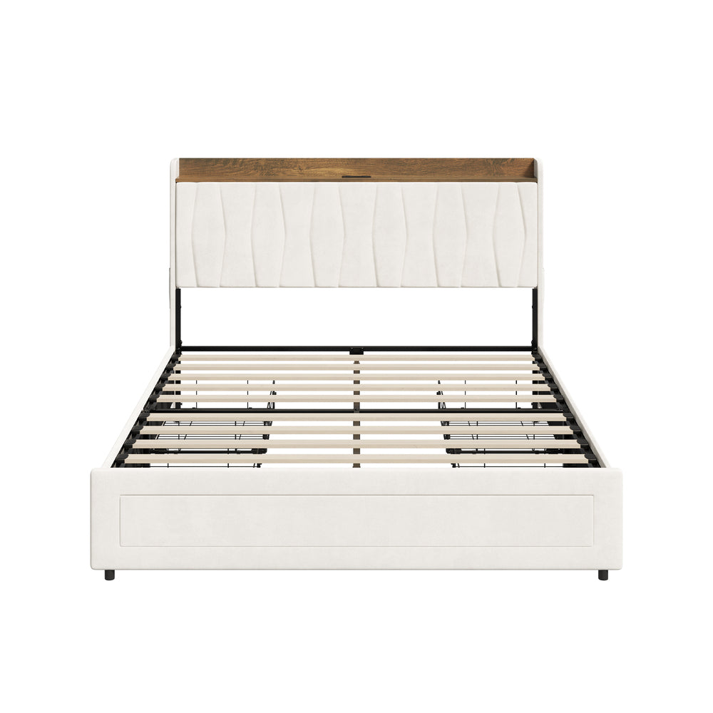 Queen Bed Frame Drawers Charging Station | Simpledeals