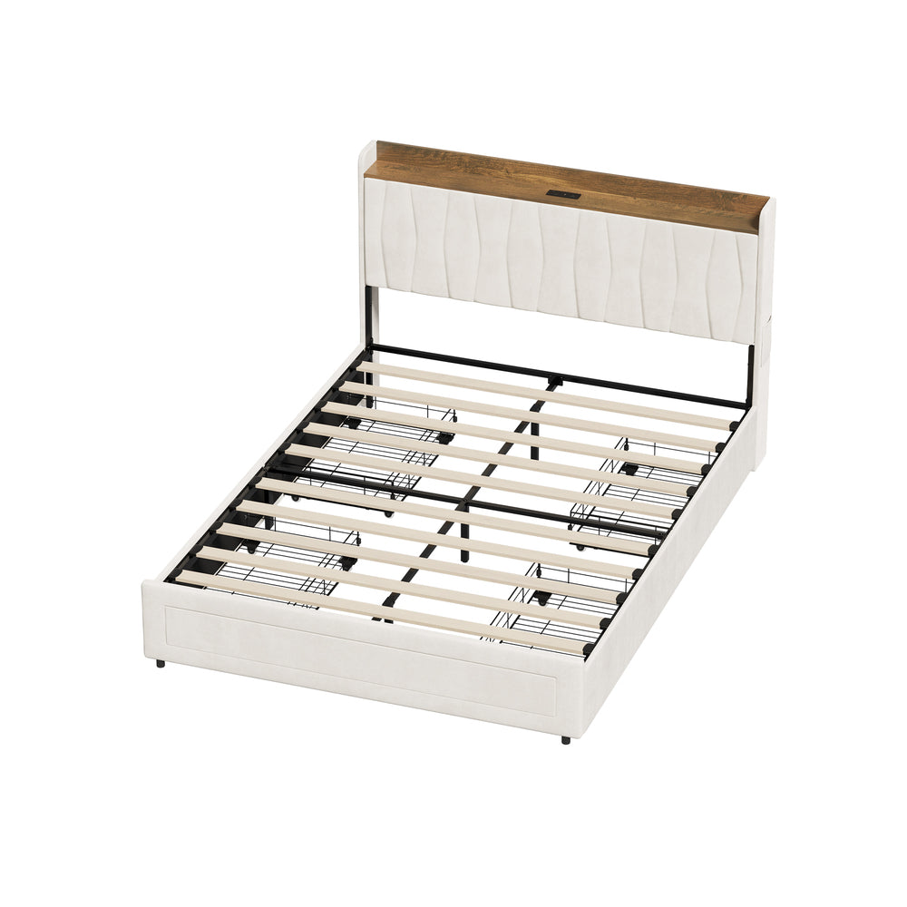 Queen Bed Frame Drawers Charging Station | Simpledeals