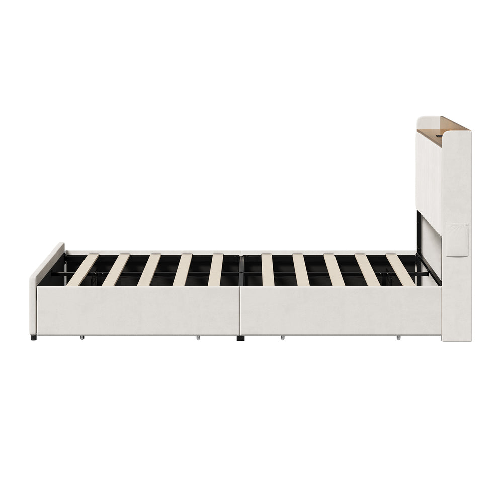 Queen Bed Frame Drawers Charging Station | Simpledeals