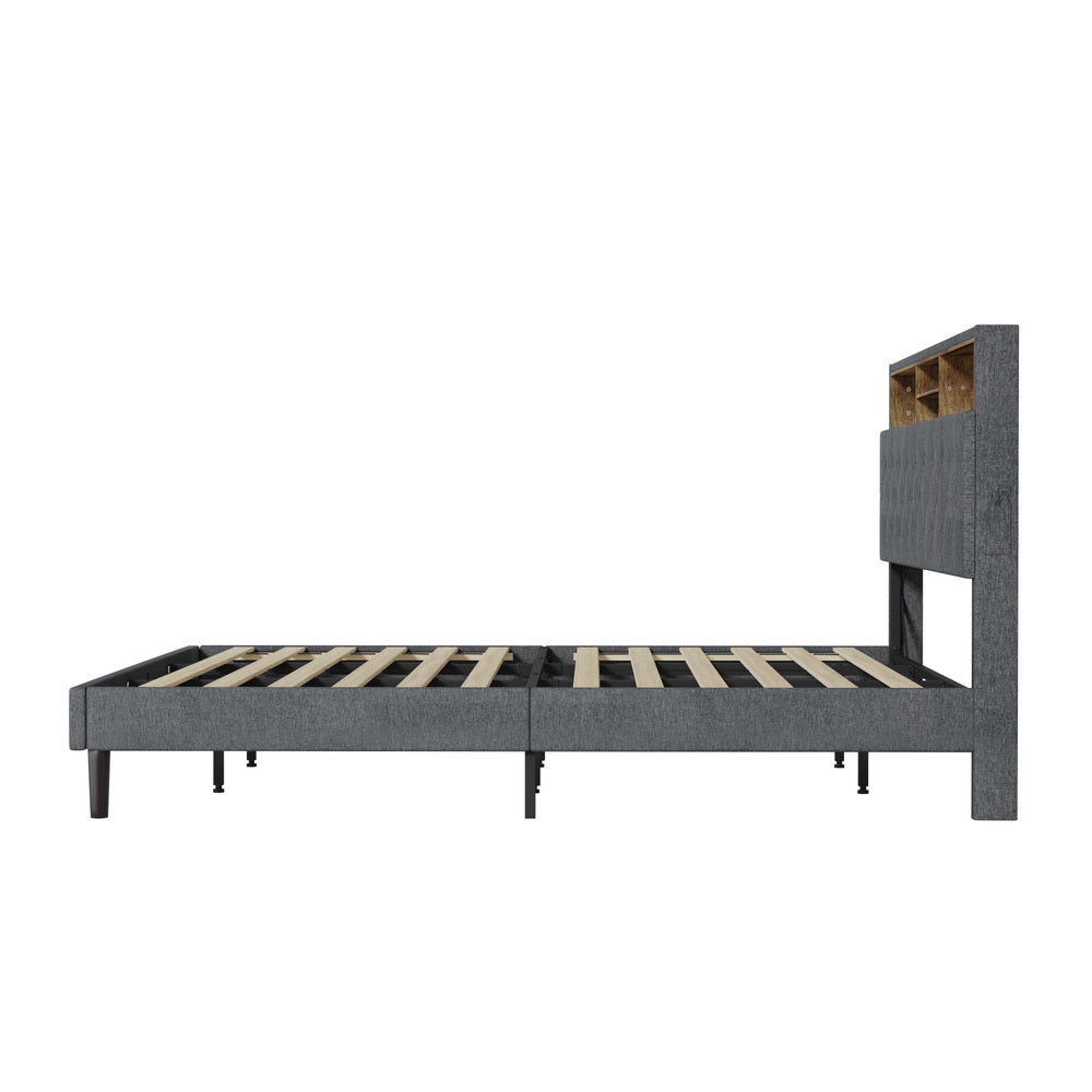 Contemporary Bed Frame with LED Storage Bedhead and Modern Design