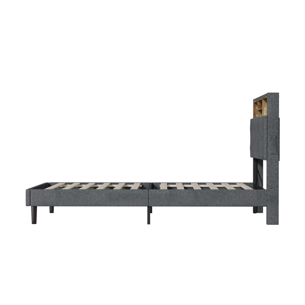 Contemporary Bed Frame with LED Storage Bedhead and Modern Design