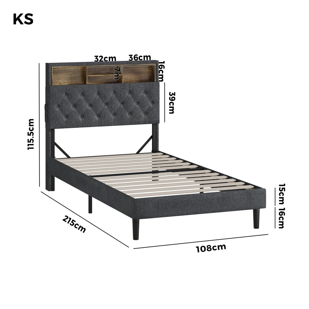 Contemporary Bed Frame with LED Storage Bedhead and Modern Design