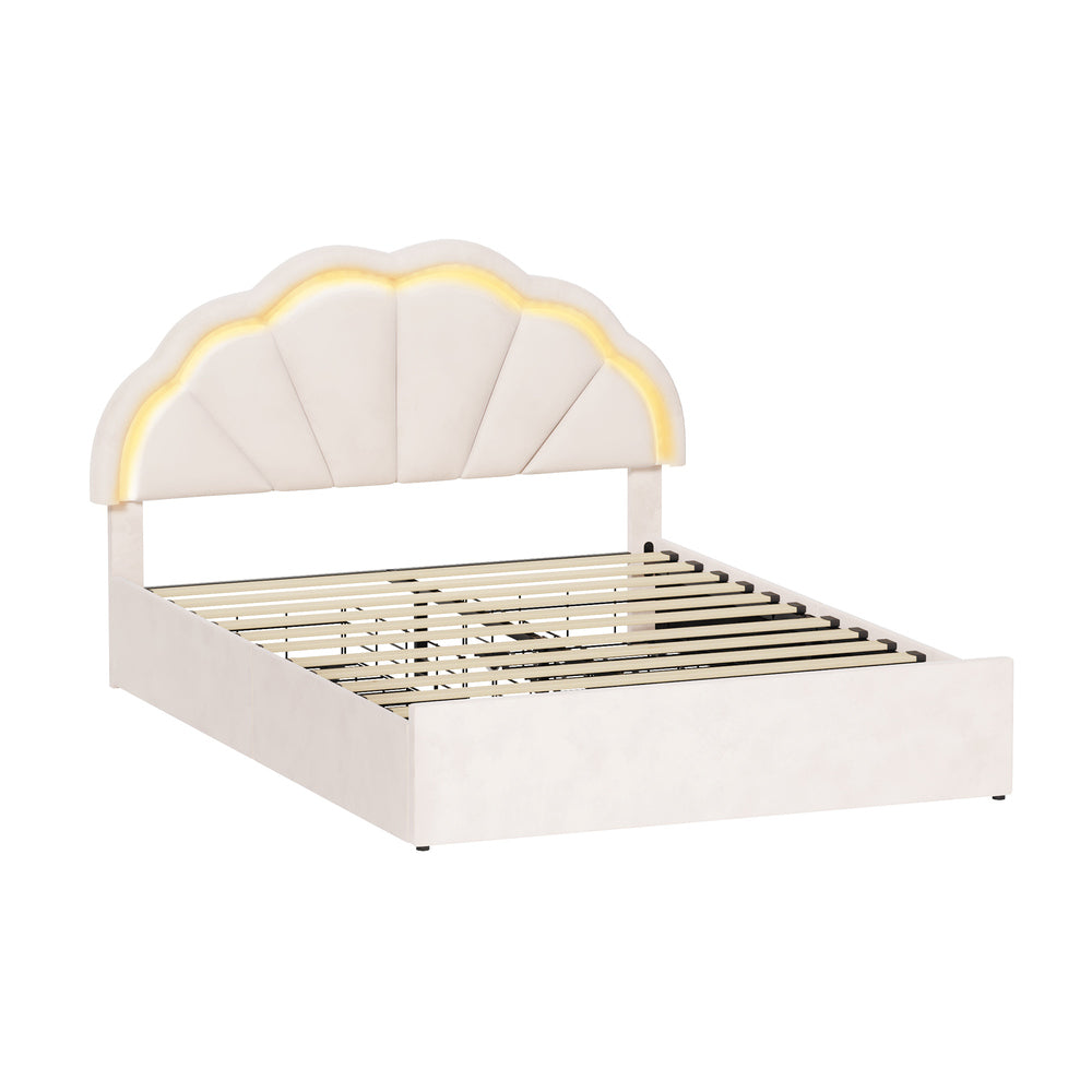 Beige bed frame king single