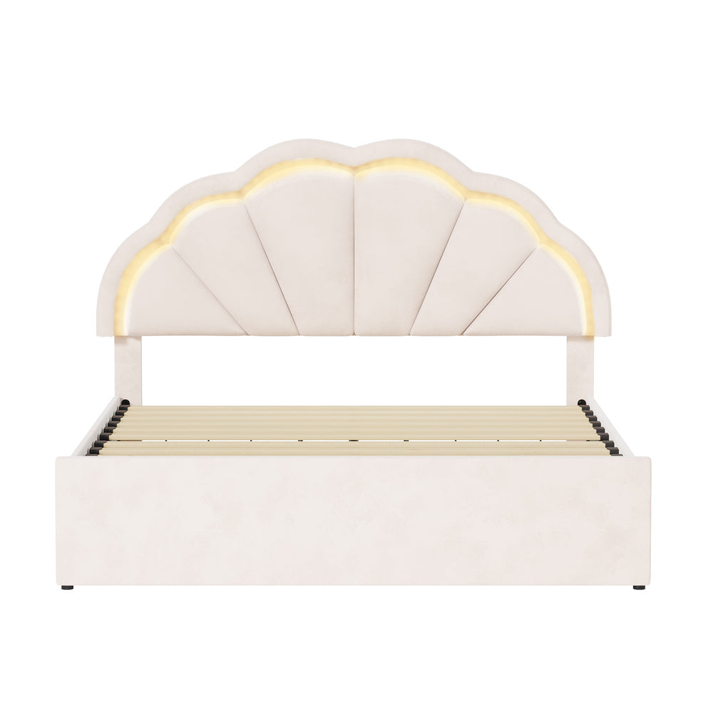 Beige bed frame king single, view 6