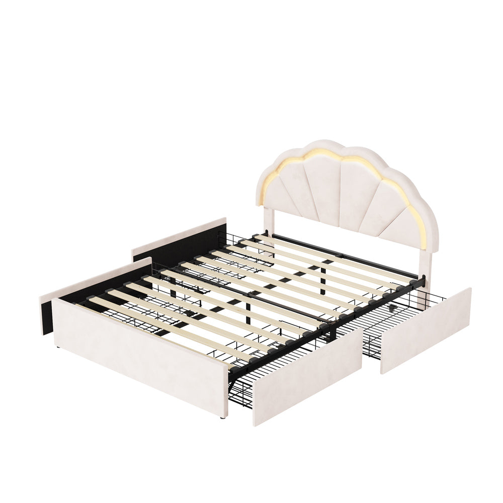 Beige bed frame king single, view 8