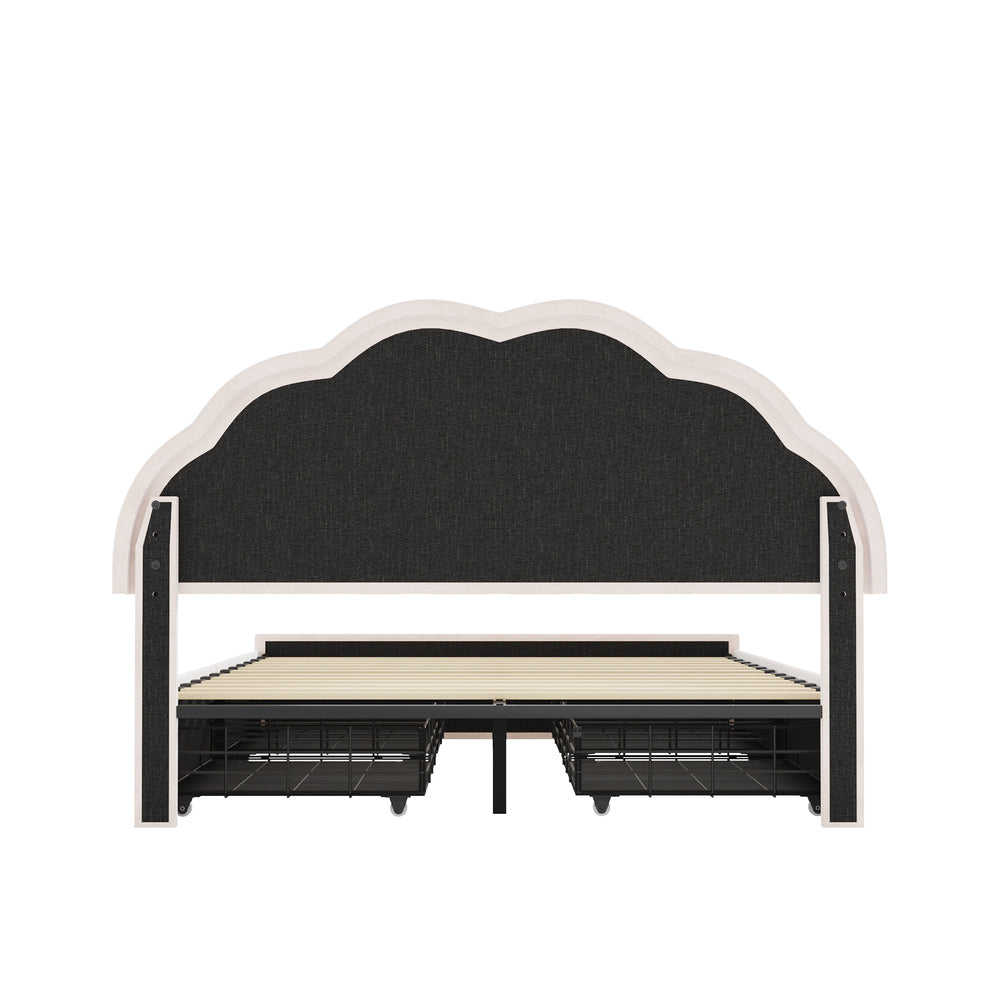 Beige bed frame king single, view 7