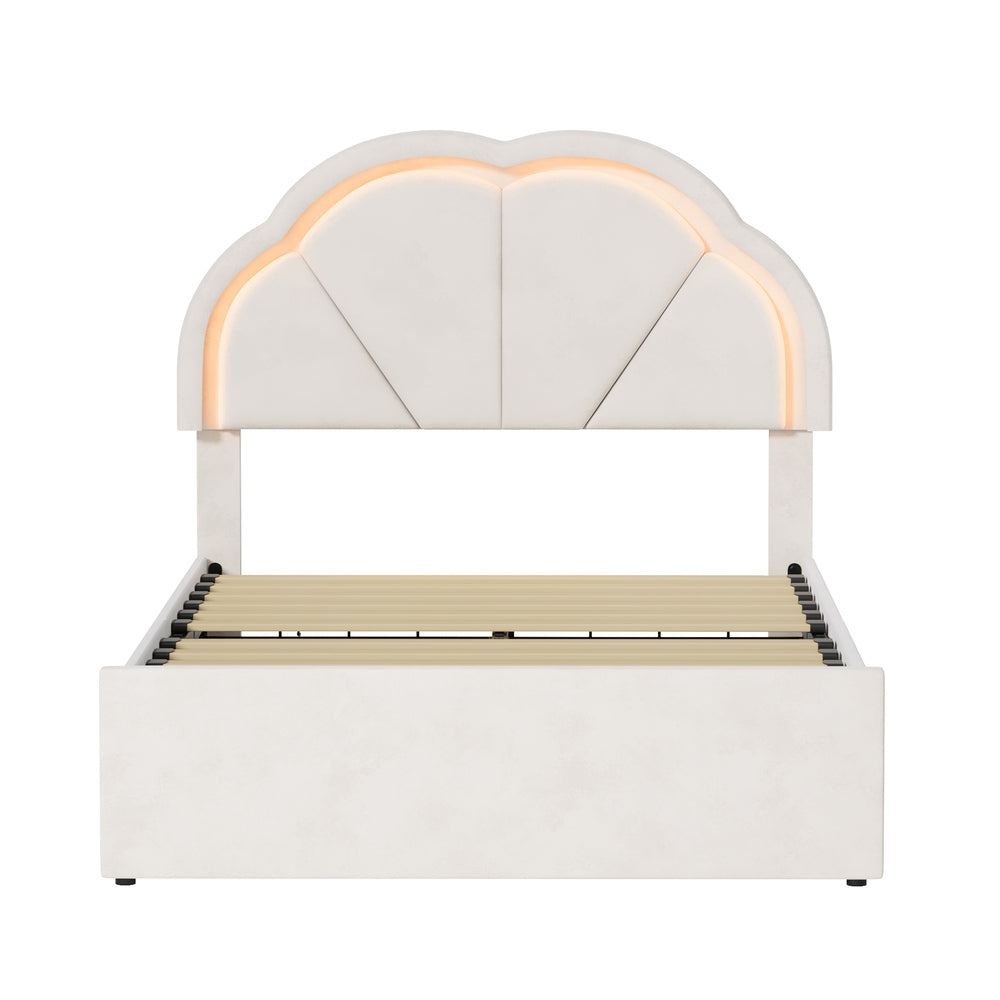 Beige bed frame king single, view 7